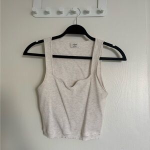 Aritzia Wilfred Light Beige Crop Top